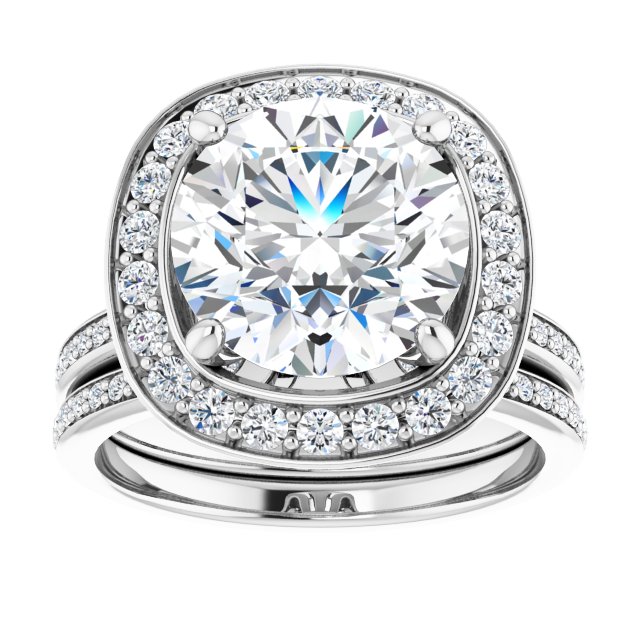 4.07 Tcw Round Moissanite DEF/VVS Floral Halo Engagement Ring in 14KW | AllComponents_ViewS 4.07 Tcw Round Moissanite DEF/VVS Floral Halo Engagement Ring in 14KW | AllComponents_ViewS