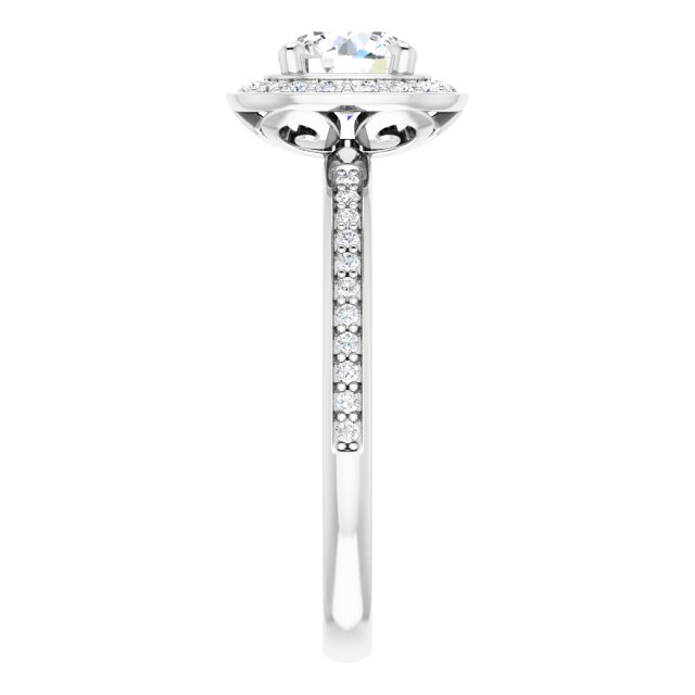 1.05 Tcw Round Lab-Grown EF/VS1+ Floral Halo Engagement Ring in 14KW | ViewE 1.05 Tcw Round Lab-Grown EF/VS1+ Floral Halo Engagement Ring in 14KW | ViewE