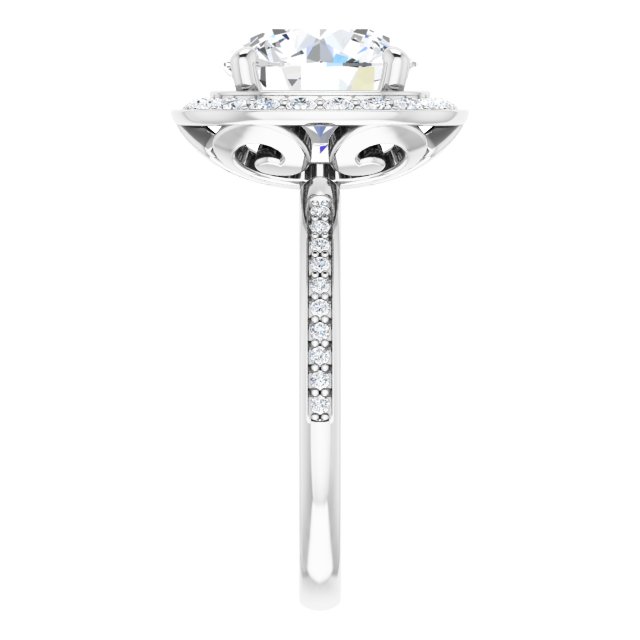 4.07 Tcw Round Moissanite DEF/VVS Floral Halo Engagement Ring in 14KW | ViewE 4.07 Tcw Round Moissanite DEF/VVS Floral Halo Engagement Ring in 14KW | ViewE