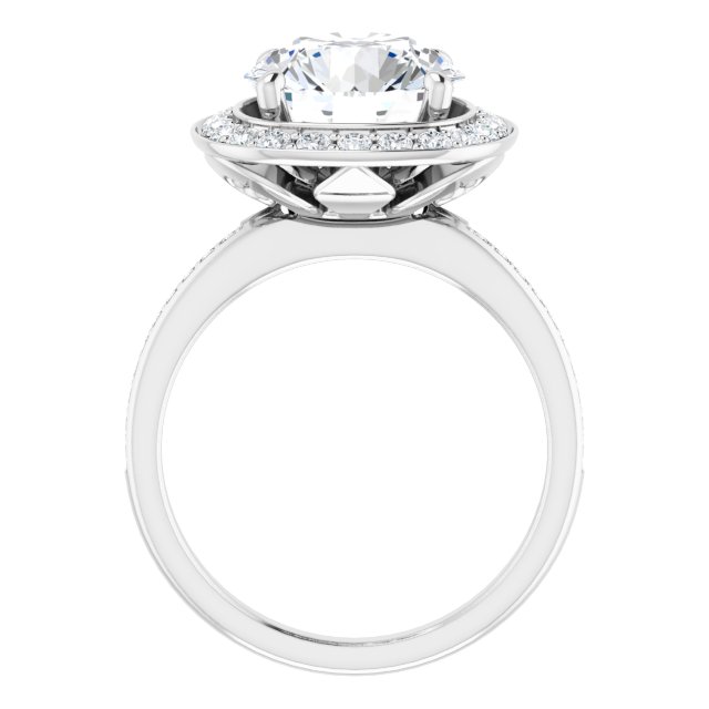 4.07 Tcw Round Moissanite DEF/VVS Floral Halo Engagement Ring in 14KW | ViewB_4 4.07 Tcw Round Moissanite DEF/VVS Floral Halo Engagement Ring in 14KW | ViewB_4