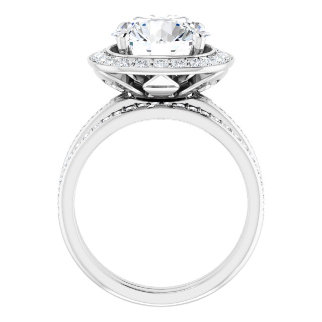 4.07 Tcw Round Moissanite DEF/VVS Floral Halo Engagement Ring in 14KW | AllComponents_ViewB_4 4.07 Tcw Round Moissanite DEF/VVS Floral Halo Engagement Ring in 14KW | AllComponents_ViewB_4