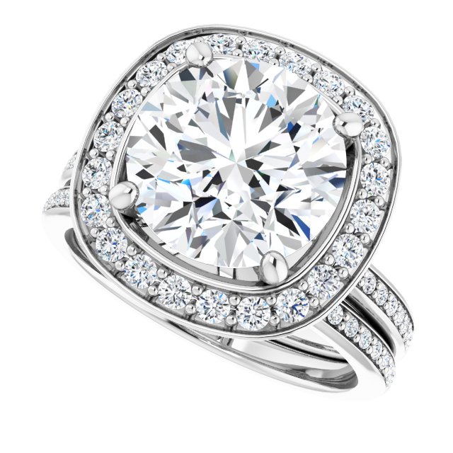 4.07 Tcw Round Moissanite DEF/VVS Floral Halo Engagement Ring in 14KW | AllComponents_View5 4.07 Tcw Round Moissanite DEF/VVS Floral Halo Engagement Ring in 14KW | AllComponents_View5