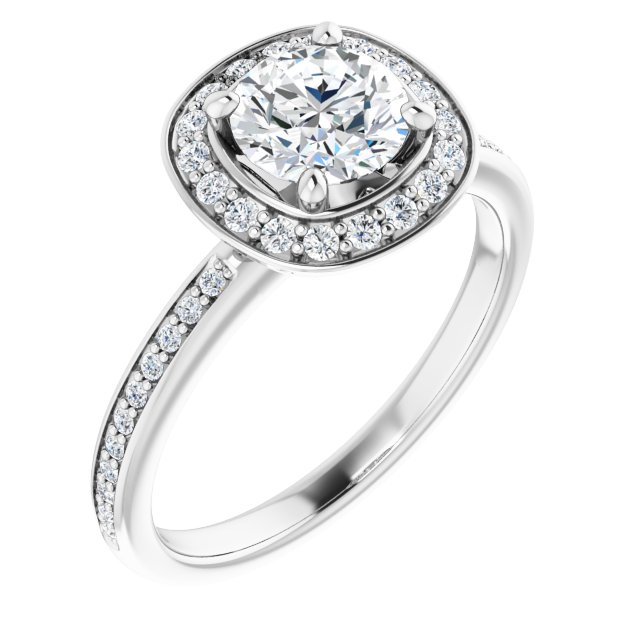 1.05 Tcw Round Lab-Grown EF/VS1+ Floral Halo Engagement Ring in 14KW | ViewA 1.05 Tcw Round Lab-Grown EF/VS1+ Floral Halo Engagement Ring in 14KW | ViewA