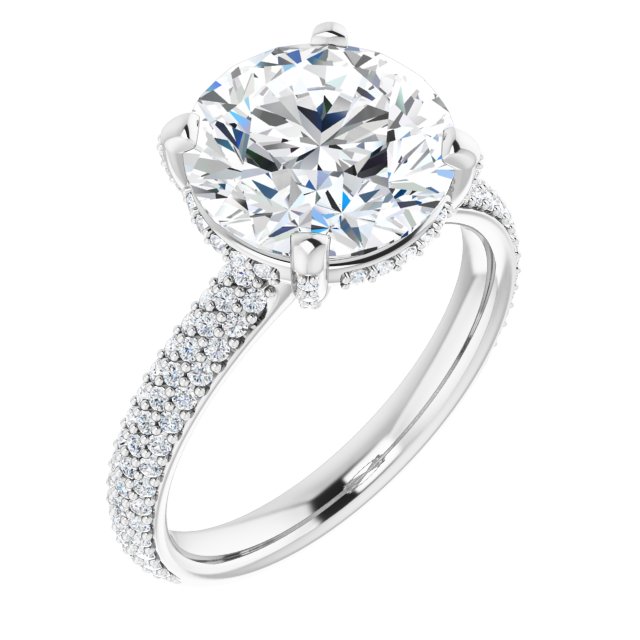 4.16 Tcw Round Moissanite DEF/VVS Modern Hidden Halo Engagement Ring in 14KW | ViewA 4.16 Tcw Round Moissanite DEF/VVS Modern Hidden Halo Engagement Ring in 14KW | ViewA