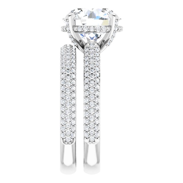 4.16 Tcw Round Moissanite DEF/VVS Modern Hidden Halo Engagement Ring in 14KW | AllComponents_ViewE 4.16 Tcw Round Moissanite DEF/VVS Modern Hidden Halo Engagement Ring in 14KW | AllComponents_ViewE