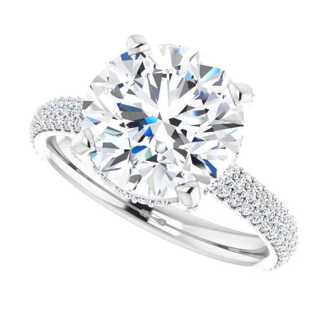 4.16 Tcw Round Moissanite DEF/VVS Modern Hidden Halo Engagement Ring in 14KW | View5 4.16 Tcw Round Moissanite DEF/VVS Modern Hidden Halo Engagement Ring in 14KW | View5