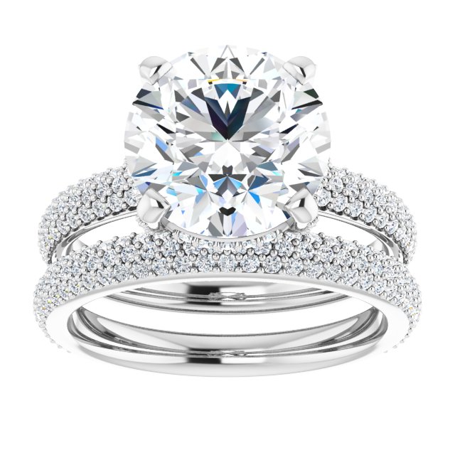 4.16 Tcw Round Moissanite DEF/VVS Modern Hidden Halo Engagement Ring in 14KW | AllComponents_ViewS 4.16 Tcw Round Moissanite DEF/VVS Modern Hidden Halo Engagement Ring in 14KW | AllComponents_ViewS