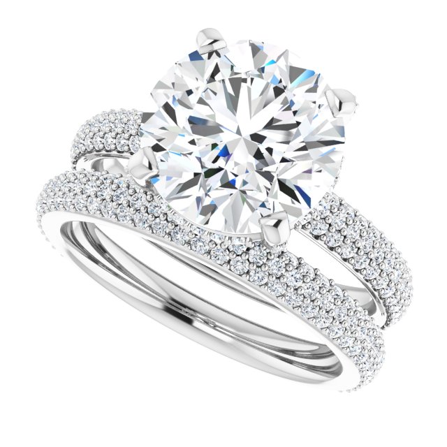4.16 Tcw Round Moissanite DEF/VVS Modern Hidden Halo Engagement Ring in 14KW | AllComponents_View5 4.16 Tcw Round Moissanite DEF/VVS Modern Hidden Halo Engagement Ring in 14KW | AllComponents_View5