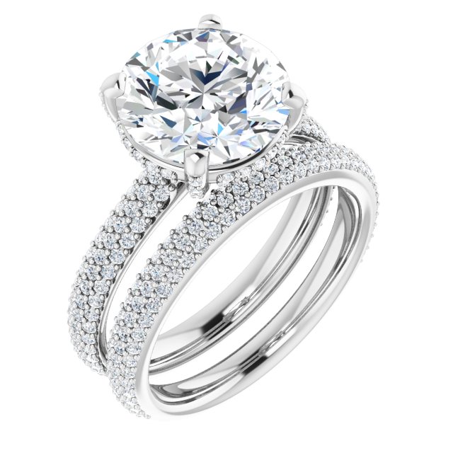 4.16 Tcw Round Moissanite DEF/VVS Modern Hidden Halo Engagement Ring in 14KW | AllComponents_ViewA 4.16 Tcw Round Moissanite DEF/VVS Modern Hidden Halo Engagement Ring in 14KW | AllComponents_ViewA