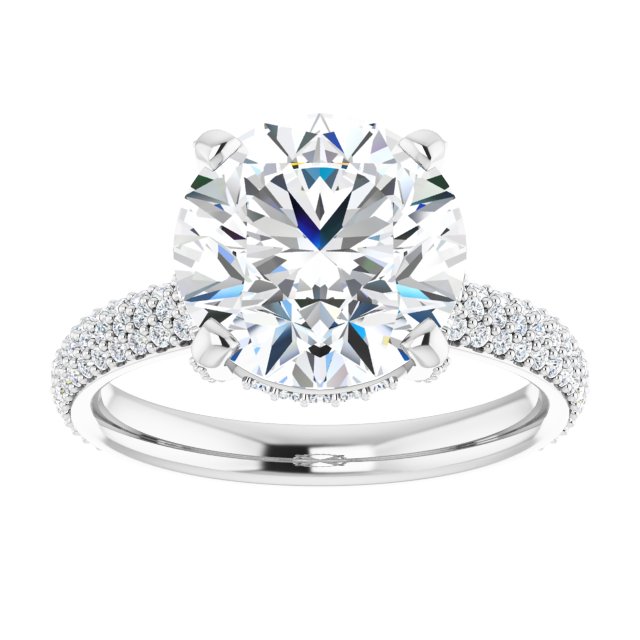 4.16 Tcw Round Moissanite DEF/VVS Modern Hidden Halo Engagement Ring in 14KW | ViewS 4.16 Tcw Round Moissanite DEF/VVS Modern Hidden Halo Engagement Ring in 14KW | ViewS