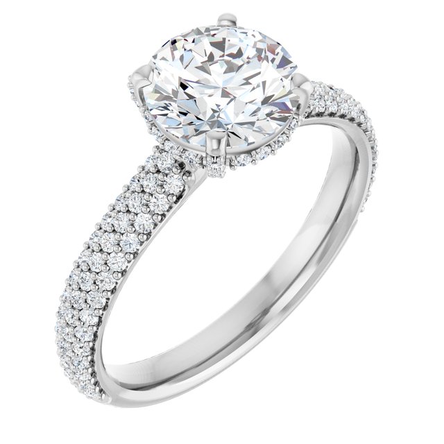 2.02 Tcw Round Moissanite DEF/VVS Modern Hidden Halo Engagement Ring in 14KW | ViewA