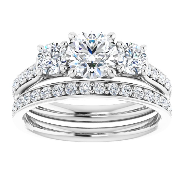 1.53 tcw Round Lab-Grown GH/VS2+ Trellis Three Stone Engagement Ring in PLAT | AllComponents_ViewS 1.53 tcw Round Lab-Grown GH/VS2+ Trellis Three Stone Engagement Ring in PLAT | AllComponents_ViewS