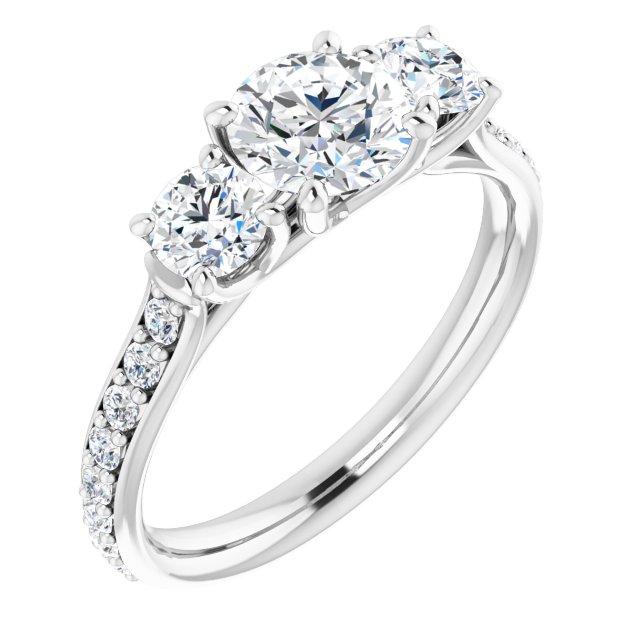 1.53 tcw Round Lab-Grown GH/VS2+ Trellis Three Stone Engagement Ring in PLAT | ViewA 1.53 tcw Round Lab-Grown GH/VS2+ Trellis Three Stone Engagement Ring in PLAT | ViewA