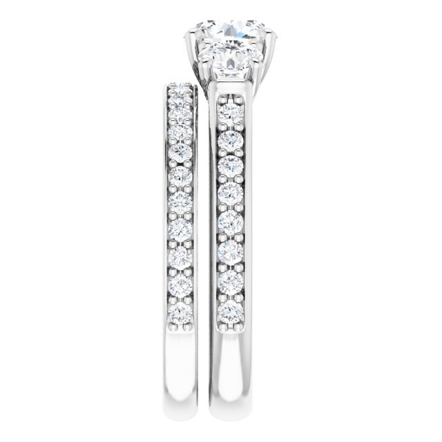 1.53 tcw Round Lab-Grown GH/VS2+ Trellis Three Stone Engagement Ring in PLAT | AllComponents_ViewE 1.53 tcw Round Lab-Grown GH/VS2+ Trellis Three Stone Engagement Ring in PLAT | AllComponents_ViewE
