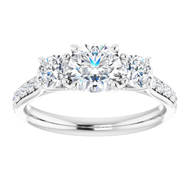 1.53 tcw Round Lab-Grown GH/VS2+ Trellis Three Stone Engagement Ring in PLAT | ViewS 1.53 tcw Round Lab-Grown GH/VS2+ Trellis Three Stone Engagement Ring in PLAT | ViewS