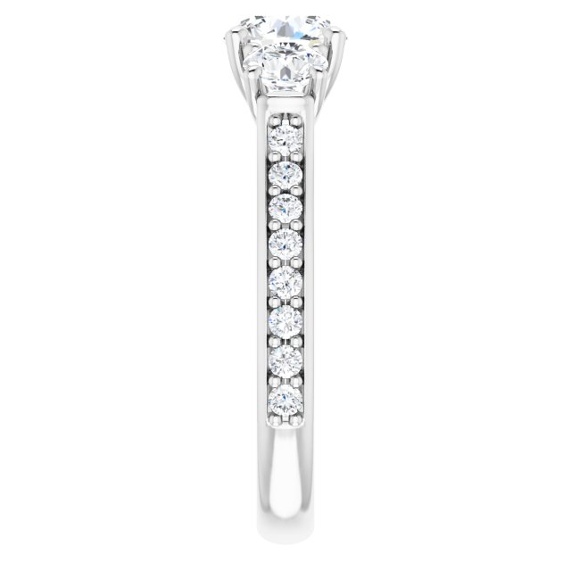 1.53 tcw Round Lab-Grown GH/VS2+ Trellis Three Stone Engagement Ring in PLAT | ViewE 1.53 tcw Round Lab-Grown GH/VS2+ Trellis Three Stone Engagement Ring in PLAT | ViewE