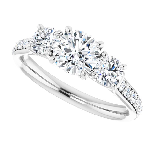 1.53 tcw Round Lab-Grown GH/VS2+ Trellis Three Stone Engagement Ring in PLAT | View5 1.53 tcw Round Lab-Grown GH/VS2+ Trellis Three Stone Engagement Ring in PLAT | View5