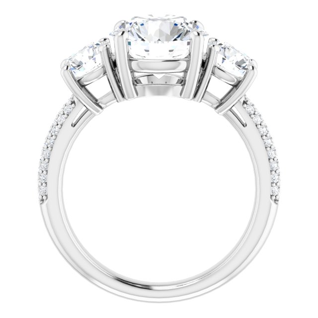 3.95 tcw Round Moissanite DEF/VVS Classic Three Stone Engagement Ring in 14KW | ViewB_4 3.95 tcw Round Moissanite DEF/VVS Classic Three Stone Engagement Ring in 14KW | ViewB_4