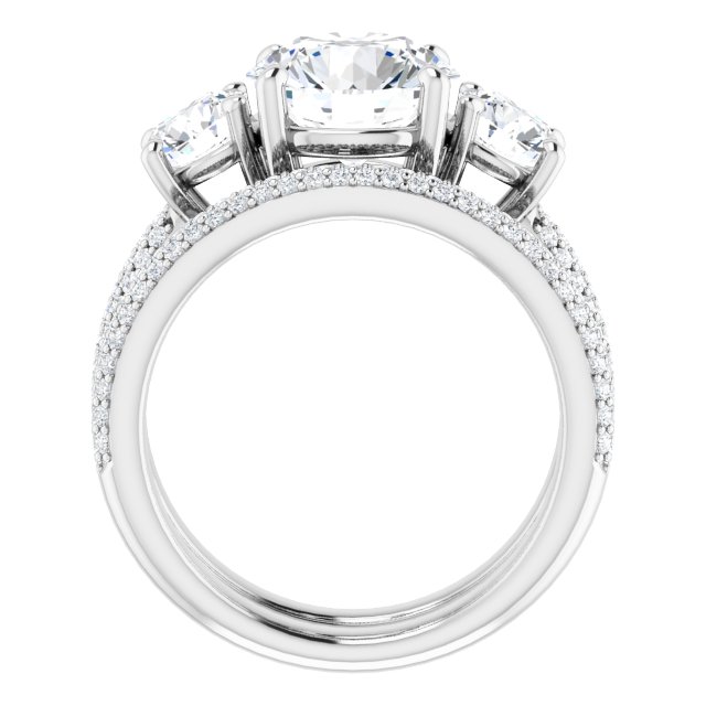 3.95 tcw Round Moissanite DEF/VVS Classic Three Stone Engagement Ring in 14KW | AllComponents_ViewB_4 3.95 tcw Round Moissanite DEF/VVS Classic Three Stone Engagement Ring in 14KW | AllComponents_ViewB_4