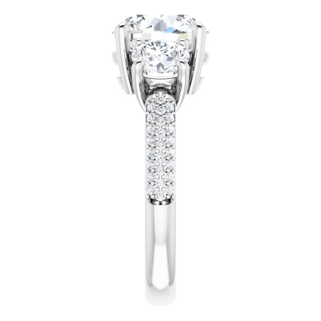 3.95 tcw Round Moissanite DEF/VVS Classic Three Stone Engagement Ring in 14KW | ViewE 3.95 tcw Round Moissanite DEF/VVS Classic Three Stone Engagement Ring in 14KW | ViewE