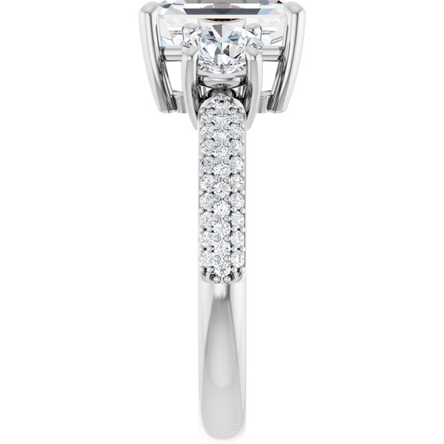 3.46 tcw Emerald Lab-Grown GH/VS2+ Classic Three Stone Engagement Ring in 14KW | ViewE 3.46 tcw Emerald Lab-Grown GH/VS2+ Classic Three Stone Engagement Ring in 14KW | ViewE