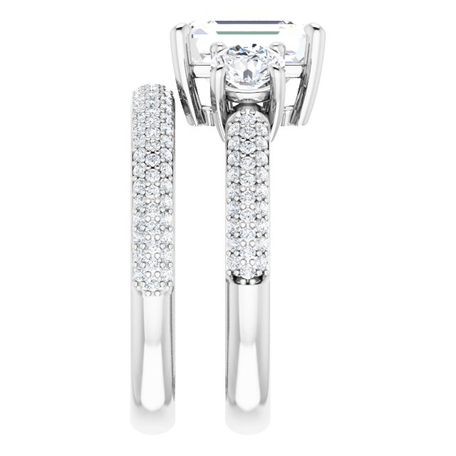 3.46 tcw Emerald Lab-Grown GH/VS2+ Classic Three Stone Engagement Ring in 14KW | AllComponents_ViewE 3.46 tcw Emerald Lab-Grown GH/VS2+ Classic Three Stone Engagement Ring in 14KW | AllComponents_ViewE