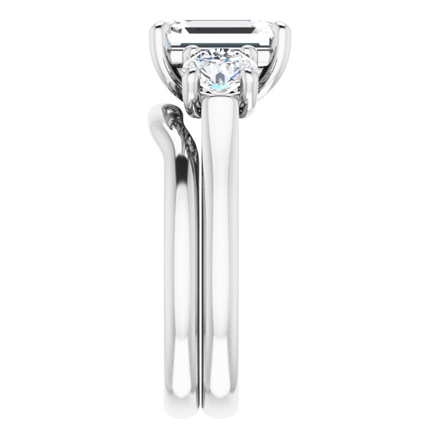 3.52 tcw Emerald Lab-Grown GH/VS2+ Trellis Three Stone Engagement Ring in 14KW | AllComponents_ViewE 3.52 tcw Emerald Lab-Grown GH/VS2+ Trellis Three Stone Engagement Ring in 14KW | AllComponents_ViewE