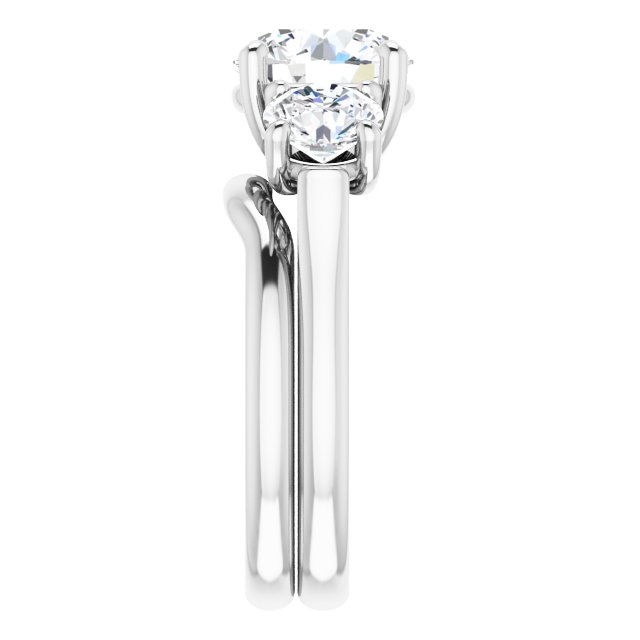 4.30 tcw Round Moissanite DEF/VVS Trellis Three Stone Engagement Ring in 14KW | AllComponents_ViewE 4.30 tcw Round Moissanite DEF/VVS Trellis Three Stone Engagement Ring in 14KW | AllComponents_ViewE