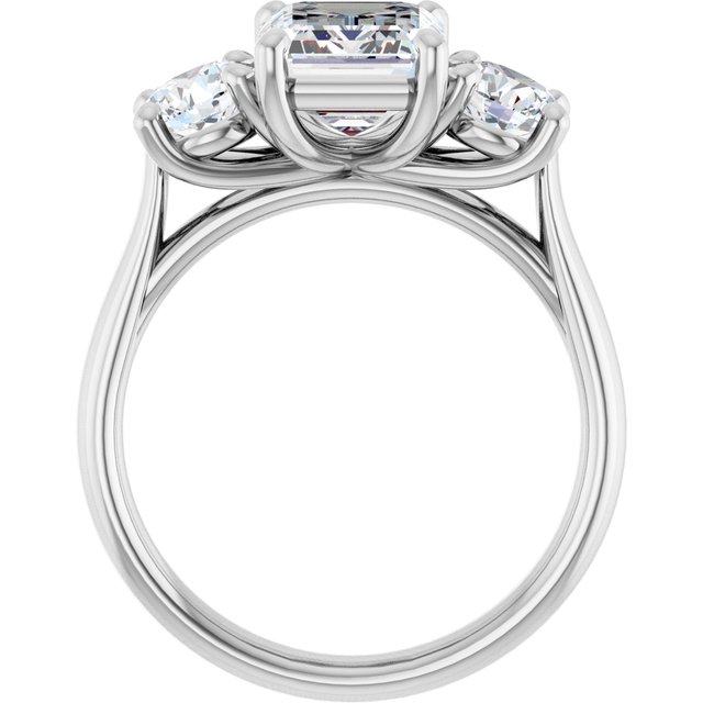 3.52 tcw Emerald Lab-Grown GH/VS2+ Trellis Three Stone Engagement Ring in 14KW | ViewB_4 3.52 tcw Emerald Lab-Grown GH/VS2+ Trellis Three Stone Engagement Ring in 14KW | ViewB_4