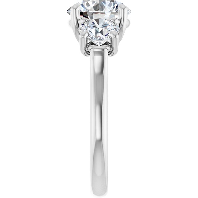 4.30 tcw Round Moissanite DEF/VVS Trellis Three Stone Engagement Ring in 14KW | ViewE 4.30 tcw Round Moissanite DEF/VVS Trellis Three Stone Engagement Ring in 14KW | ViewE