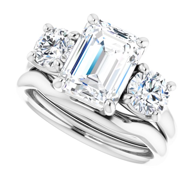 3.52 tcw Emerald Lab-Grown GH/VS2+ Trellis Three Stone Engagement Ring in 14KW | AllComponents_View5 3.52 tcw Emerald Lab-Grown GH/VS2+ Trellis Three Stone Engagement Ring in 14KW | AllComponents_View5