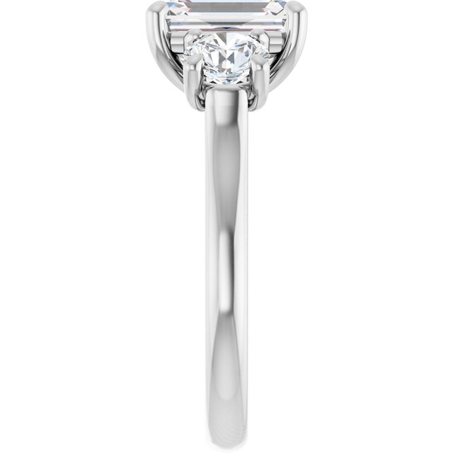 3.52 tcw Emerald Lab-Grown GH/VS2+ Trellis Three Stone Engagement Ring in 14KW | ViewE 3.52 tcw Emerald Lab-Grown GH/VS2+ Trellis Three Stone Engagement Ring in 14KW | ViewE
