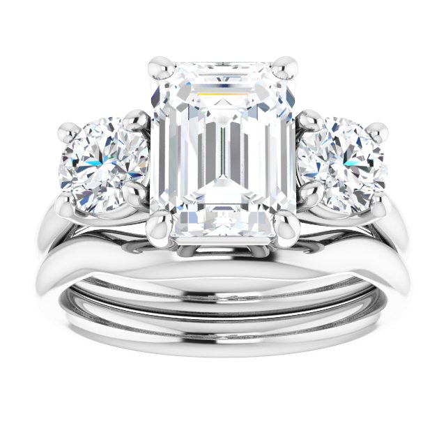 3.52 tcw Emerald Lab-Grown GH/VS2+ Trellis Three Stone Engagement Ring in 14KW | AllComponents_ViewS 3.52 tcw Emerald Lab-Grown GH/VS2+ Trellis Three Stone Engagement Ring in 14KW | AllComponents_ViewS