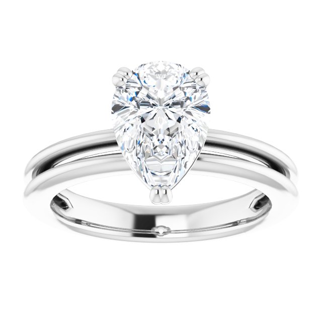 2.10 carat Pear Moissanite DEF/VVS Modern Solitaire Engagement Ring in 14KW | ViewS 2.10 carat Pear Moissanite DEF/VVS Modern Solitaire Engagement Ring in 14KW | ViewS