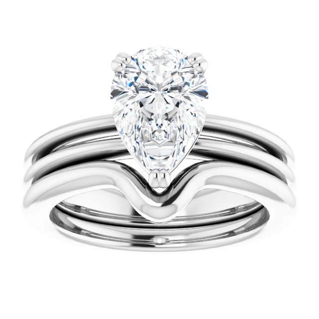 2.10 carat Pear Moissanite DEF/VVS Modern Solitaire Engagement Ring in 14KW | AllComponents_ViewS 2.10 carat Pear Moissanite DEF/VVS Modern Solitaire Engagement Ring in 14KW | AllComponents_ViewS