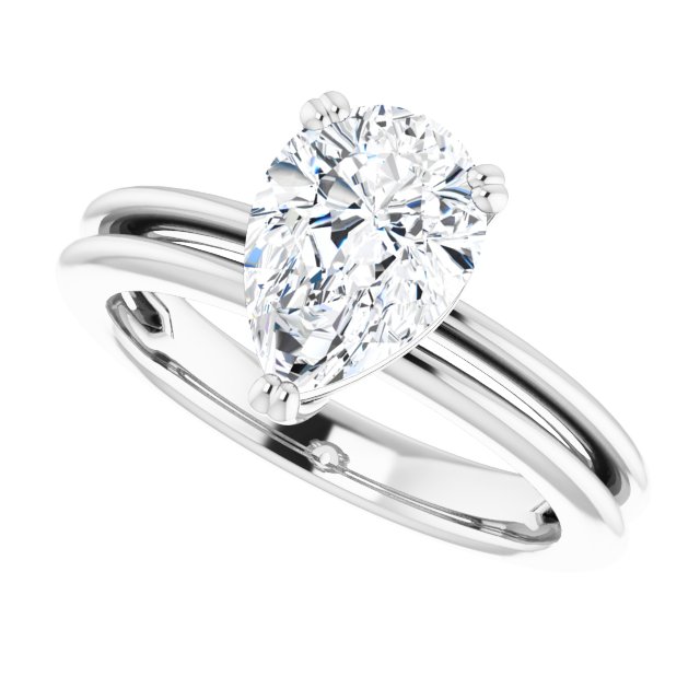 2.10 carat Pear Moissanite DEF/VVS Modern Solitaire Engagement Ring in 14KW | View5 2.10 carat Pear Moissanite DEF/VVS Modern Solitaire Engagement Ring in 14KW | View5