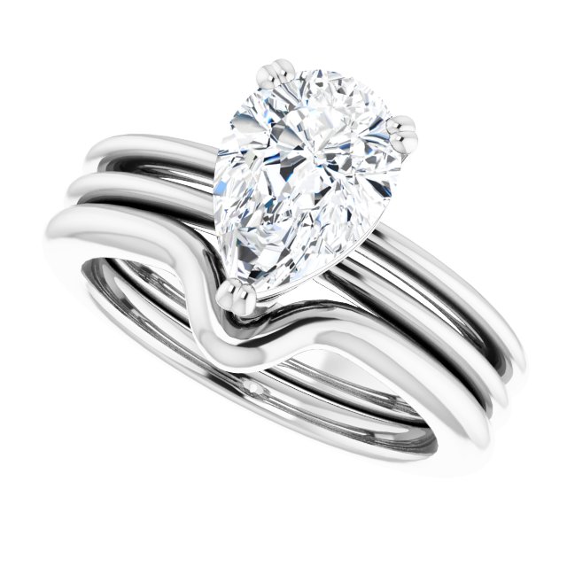 2.10 carat Pear Moissanite DEF/VVS Modern Solitaire Engagement Ring in 14KW | AllComponents_View5 2.10 carat Pear Moissanite DEF/VVS Modern Solitaire Engagement Ring in 14KW | AllComponents_View5