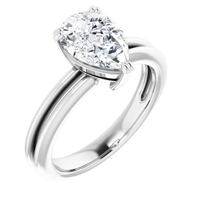 2.10 carat Pear Moissanite DEF/VVS Modern Solitaire Engagement Ring in 14KW | ViewA 2.10 carat Pear Moissanite DEF/VVS Modern Solitaire Engagement Ring in 14KW | ViewA