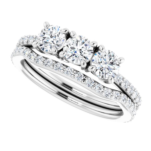 0.89 tcw Round Diamond GH/VS2+ Classic Three Stone Engagement Ring in 14KW | AllComponents_View5 0.89 tcw Round Diamond GH/VS2+ Classic Three Stone Engagement Ring in 14KW | AllComponents_View5