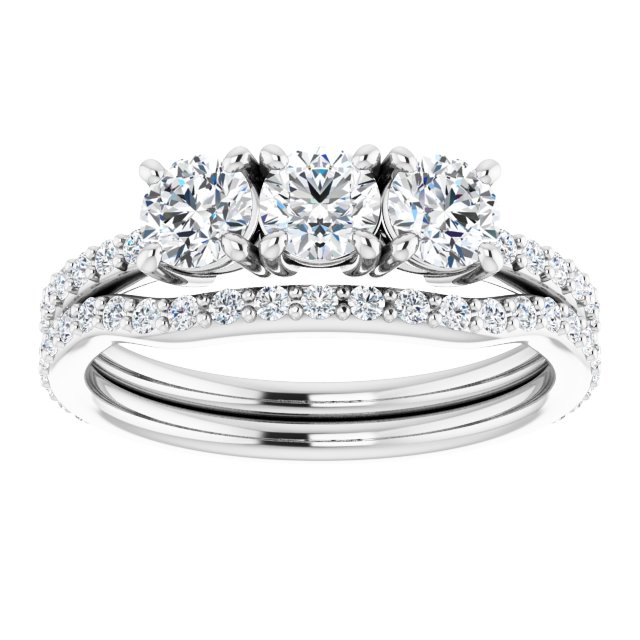 0.89 tcw Round Diamond GH/VS2+ Classic Three Stone Engagement Ring in 14KW | AllComponents_ViewS 0.89 tcw Round Diamond GH/VS2+ Classic Three Stone Engagement Ring in 14KW | AllComponents_ViewS