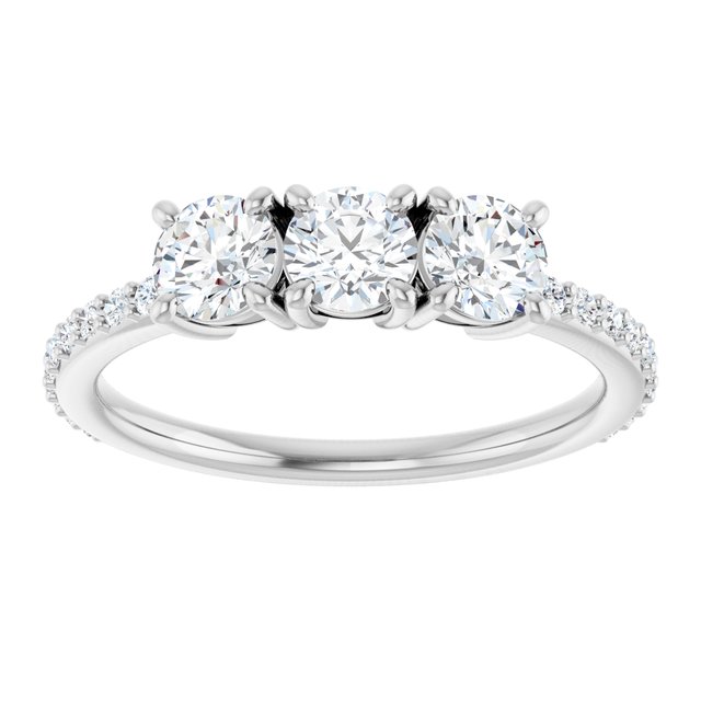 0.89 tcw Round Diamond GH/VS2+ Classic Three Stone Engagement Ring in 14KW | ViewS 0.89 tcw Round Diamond GH/VS2+ Classic Three Stone Engagement Ring in 14KW | ViewS