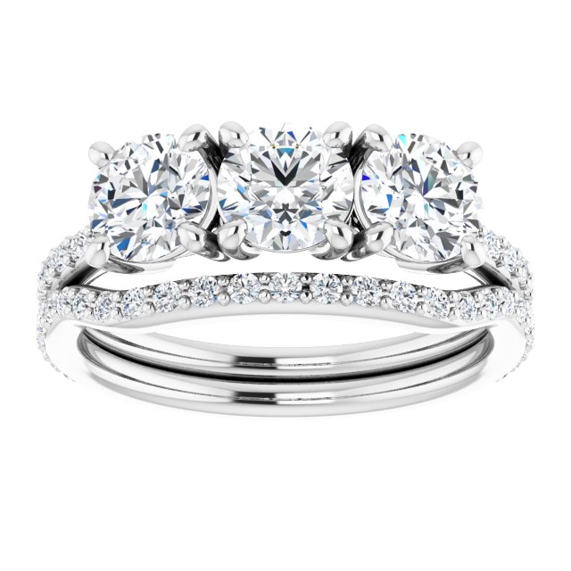 1.68 tcw Round Lab-Grown GH/VS2+ Classic Three Stone Engagement Ring in PLAT | AllComponents_ViewS