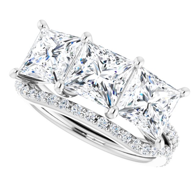 4.08 tcw Square Moissanite DEF/VVS Classic Three Stone Engagement Ring in 14KW | AllComponents_View5 4.08 tcw Square Moissanite DEF/VVS Classic Three Stone Engagement Ring in 14KW | AllComponents_View5