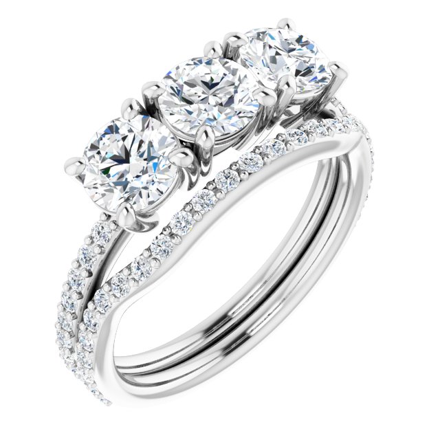 1.68 tcw Round Lab-Grown GH/VS2+ Classic Three Stone Engagement Ring in PLAT | AllComponents_ViewA