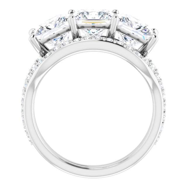 4.08 tcw Square Moissanite DEF/VVS Classic Three Stone Engagement Ring in 14KW | AllComponents_ViewB_4 4.08 tcw Square Moissanite DEF/VVS Classic Three Stone Engagement Ring in 14KW | AllComponents_ViewB_4