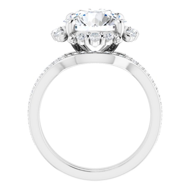 4.01 Tcw Round Moissanite DEF/VVS Floral Halo Engagement Ring in 14KW | AllComponents_ViewB_4 4.01 Tcw Round Moissanite DEF/VVS Floral Halo Engagement Ring in 14KW | AllComponents_ViewB_4