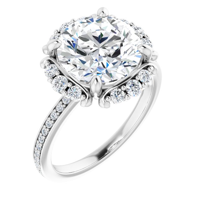 4.01 Tcw Round Moissanite DEF/VVS Floral Halo Engagement Ring in 14KW | ViewA 4.01 Tcw Round Moissanite DEF/VVS Floral Halo Engagement Ring in 14KW | ViewA