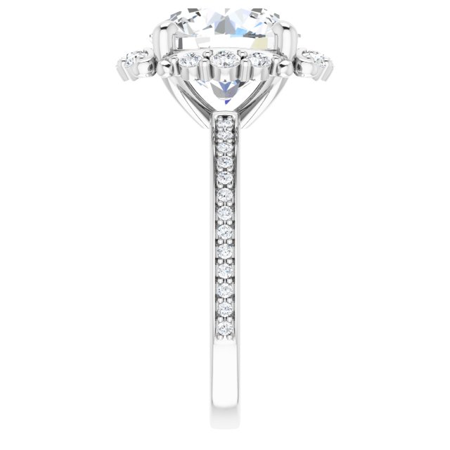 4.01 Tcw Round Moissanite DEF/VVS Floral Halo Engagement Ring in 14KW | ViewE 4.01 Tcw Round Moissanite DEF/VVS Floral Halo Engagement Ring in 14KW | ViewE
