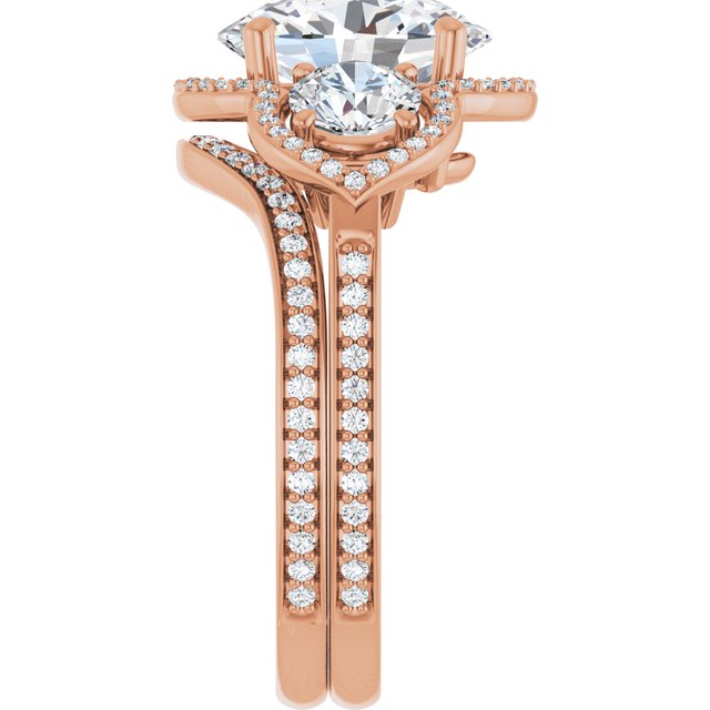 4.23 tcw Oval Lab-Grown D/VVS2+ Halo Three Stone Engagement Ring in 14KR | AllComponents_ViewE 4.23 tcw Oval Lab-Grown D/VVS2+ Halo Three Stone Engagement Ring in 14KR | AllComponents_ViewE