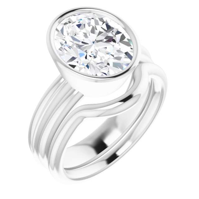 4.20 carat Oval Moissanite DEF/VVS Classic Solitaire Engagement Ring in 14KW | AllComponents_ViewA 4.20 carat Oval Moissanite DEF/VVS Classic Solitaire Engagement Ring in 14KW | AllComponents_ViewA